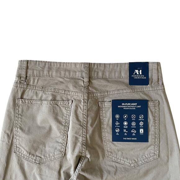American Heritage Men's Khaki Trouser Pants Size 32 Slim Fit Stretch Beige NEW - Picture 8 of 15